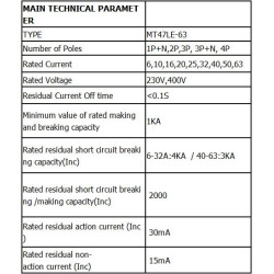 3-Phase RCBO C6 6A 400V 3PN Residual Current Operated Circuit Breaker